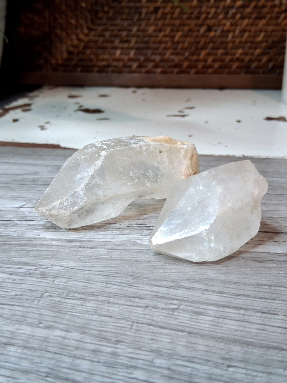 Natural Raw Clear Quartz Points - Pair